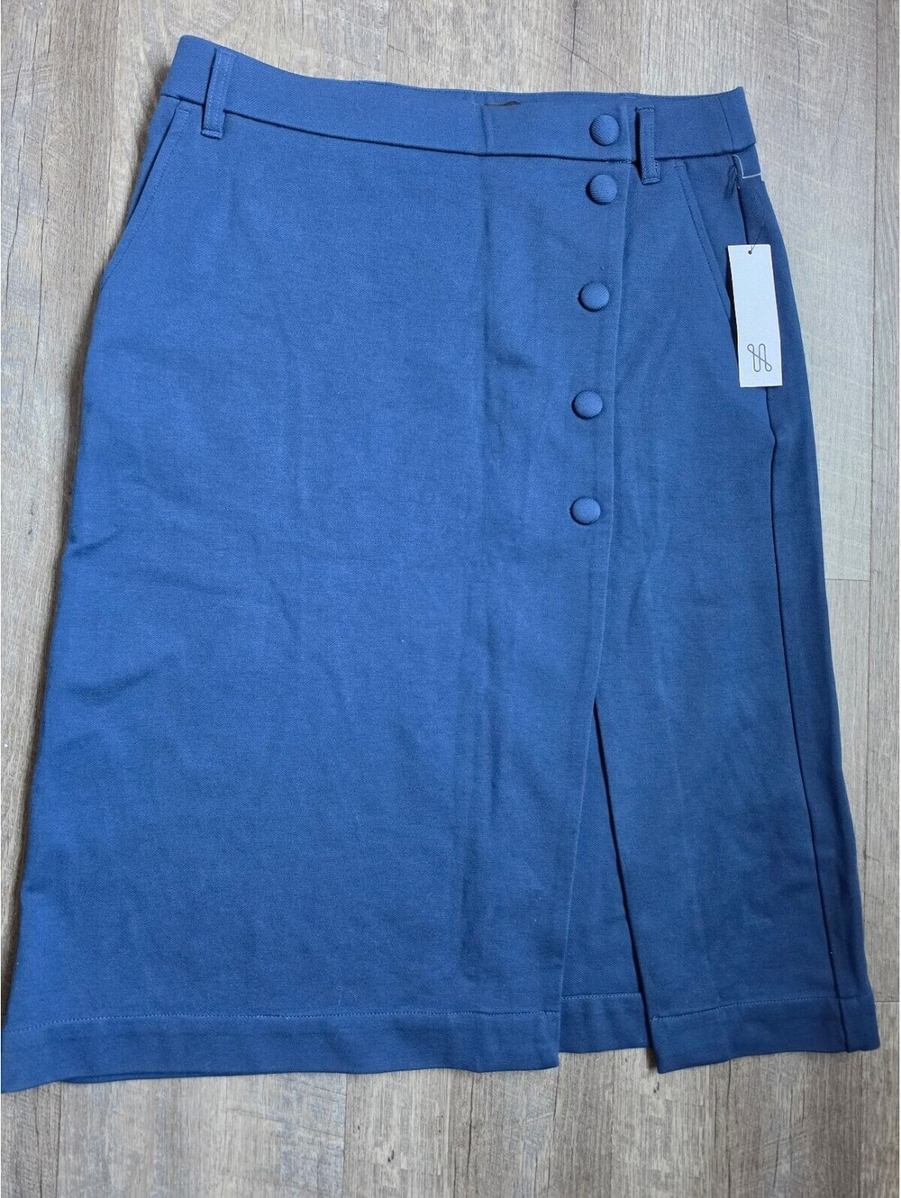 Montgomery Port Navy Blue Button Detail Midi Skirt Size 12